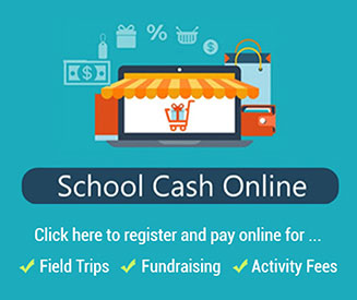 School Cash Online. Click here to register and pay online for field trips, fundraising, activity fees. Illustration of shop window with awning.